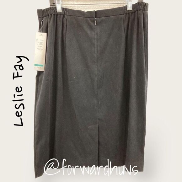 Vintage Leslie Fay Block Cognac / Black Long Sleeve Zip & Skirt Set Size 16 - Picture 4 of 7